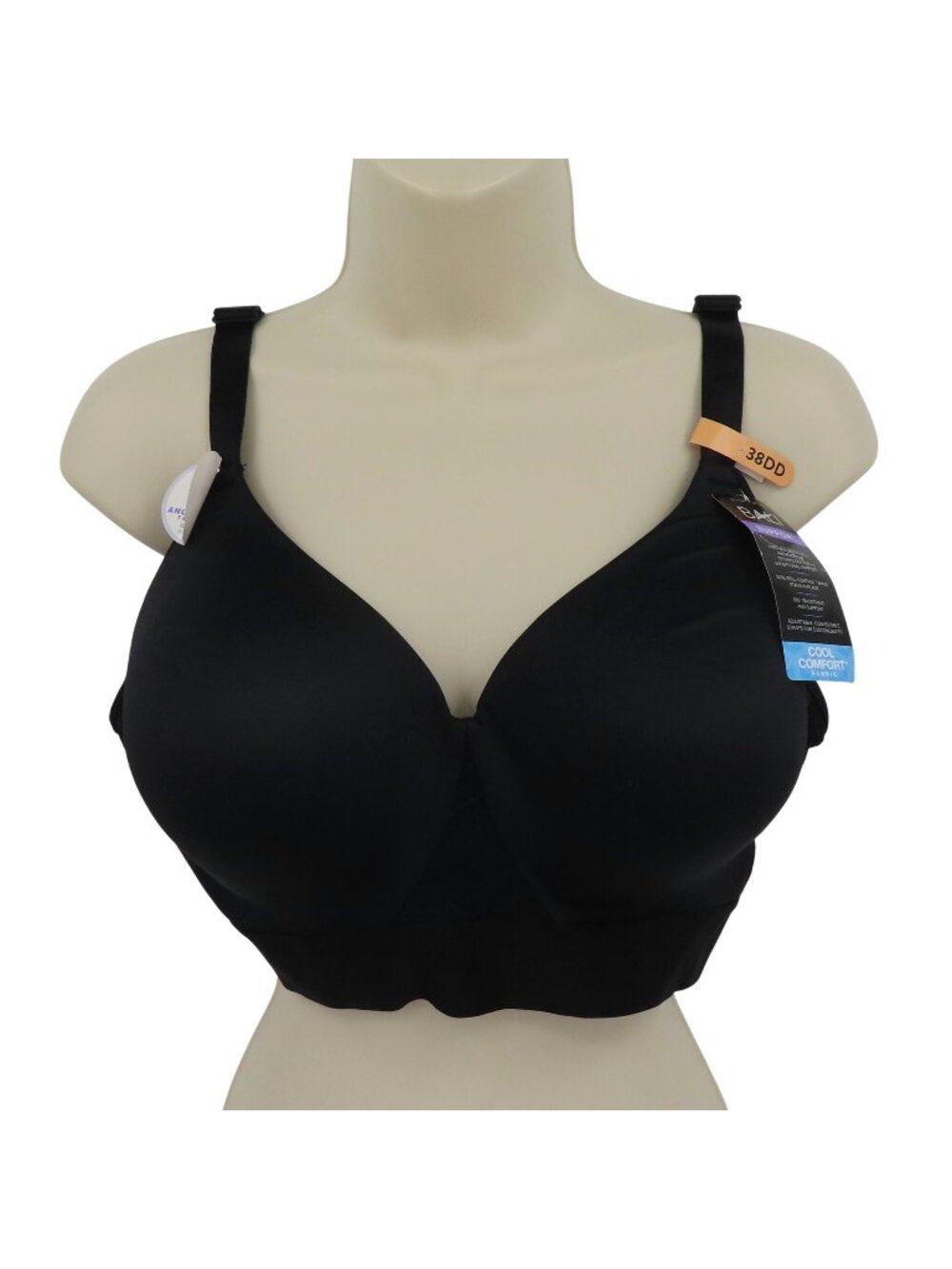 Bali 38DD Bra Style DF3458 One Smooth U Bounce Control Wirefree Solid Black NEW